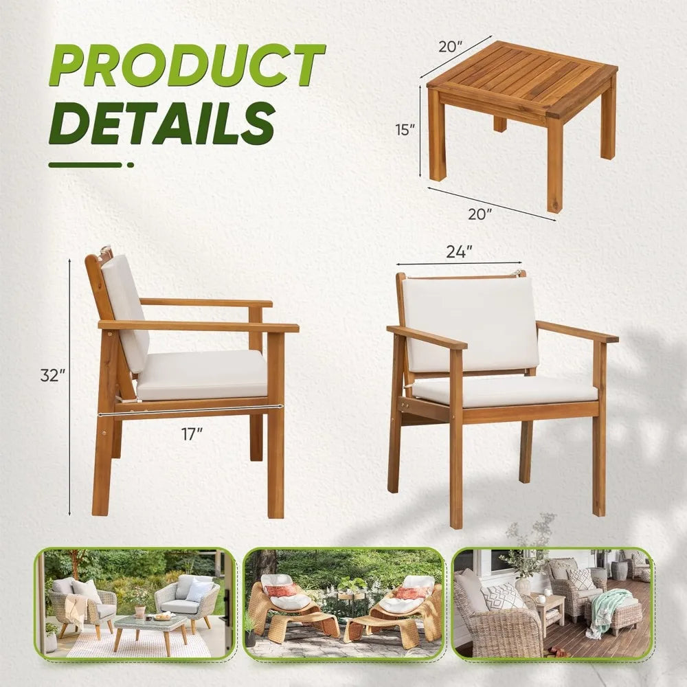 Acacia Wood Patio Furniture with Coffee Table