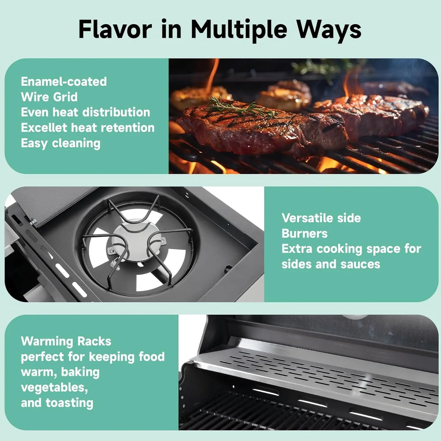 4-Burner Propane Gas Grill Sear Side Burner