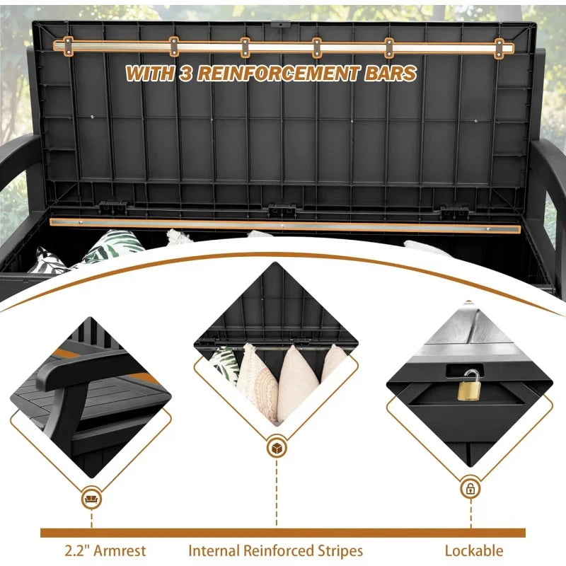 80 Gallon Storage Bench Deck Box with Cushions,