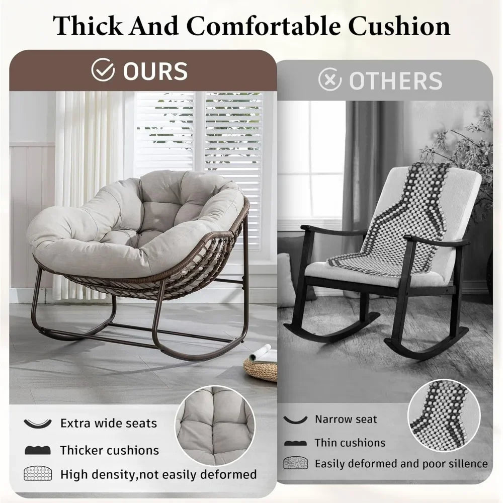Oversized Rocking Papasan Chair with Cushion