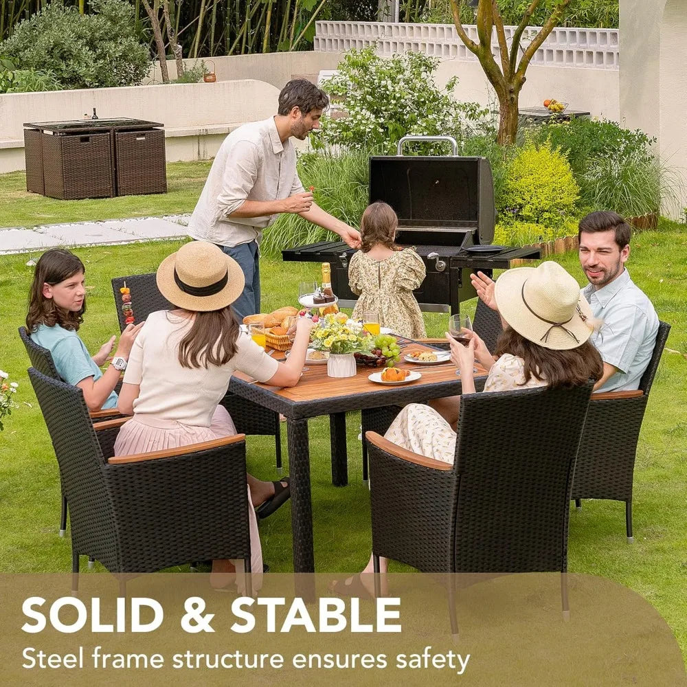 Patio Conversation Set with Acacia Wood Table Top