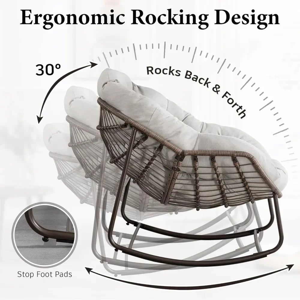 Oversized Rocking Papasan Chair with Cushion