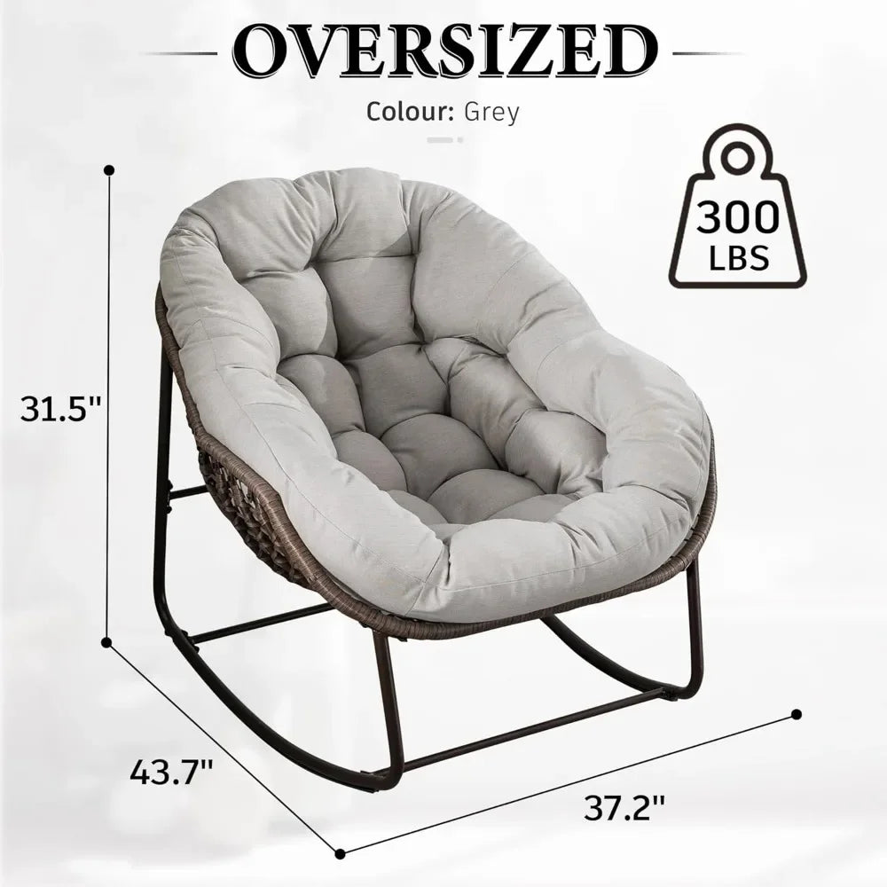 Oversized Rocking Papasan Chair with Cushion