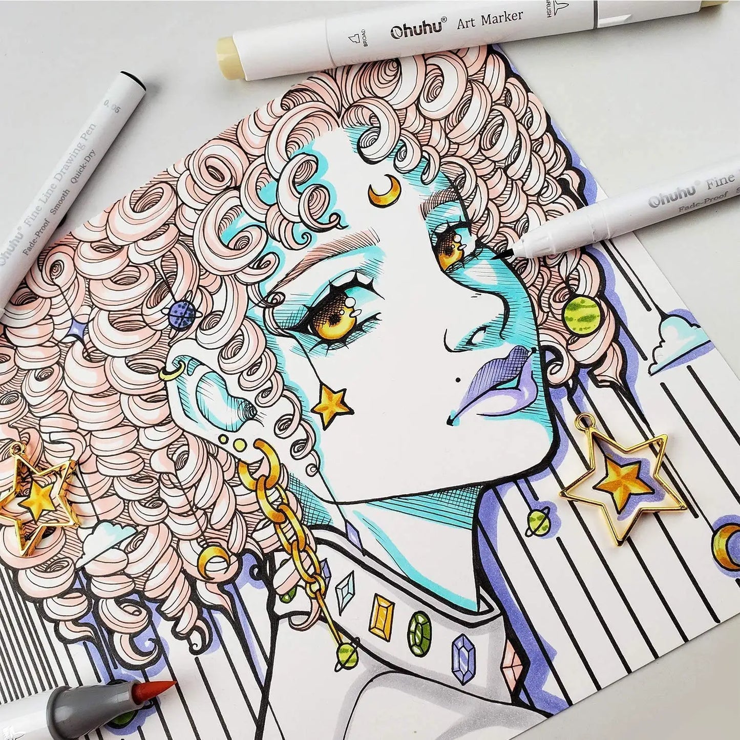Fineliner Drawing Colored Pens. Waterproof