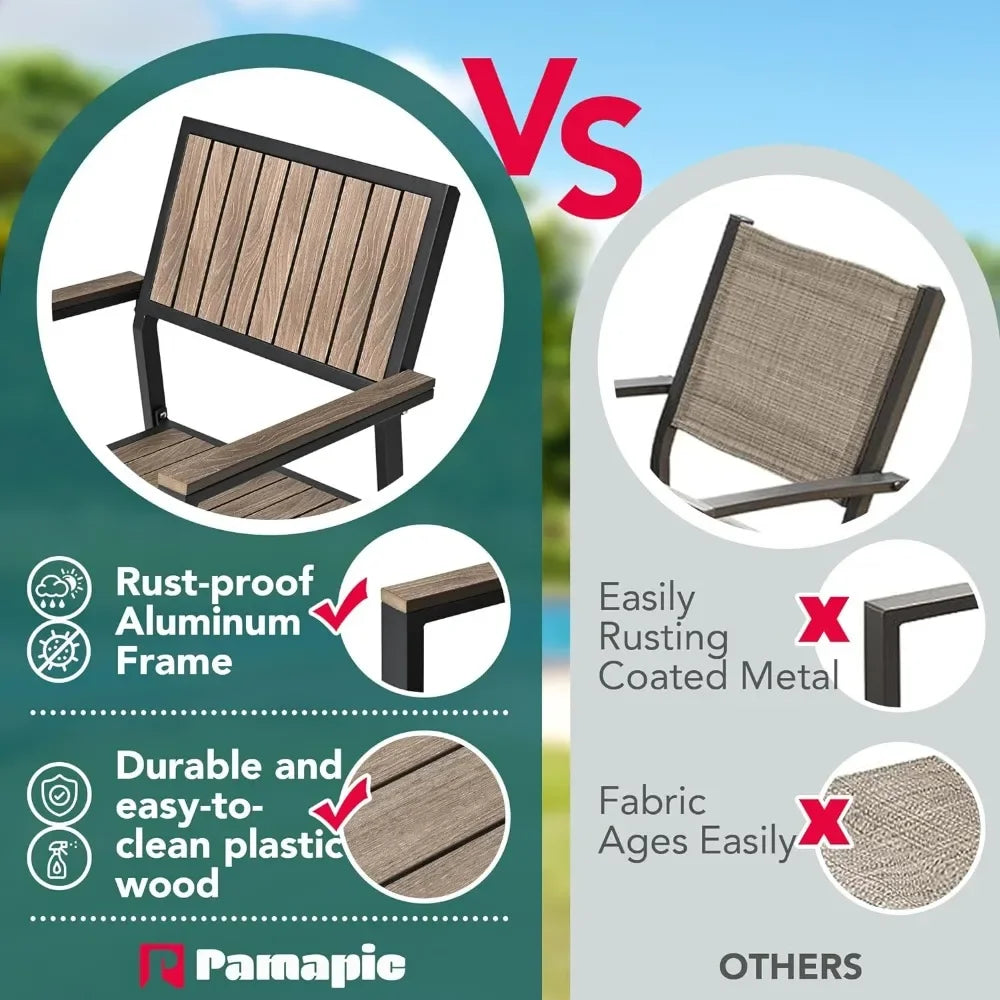 8-Piece Patio Dining Set,Outdoor Aluminum Furniture Set with Plastic-Wood Table