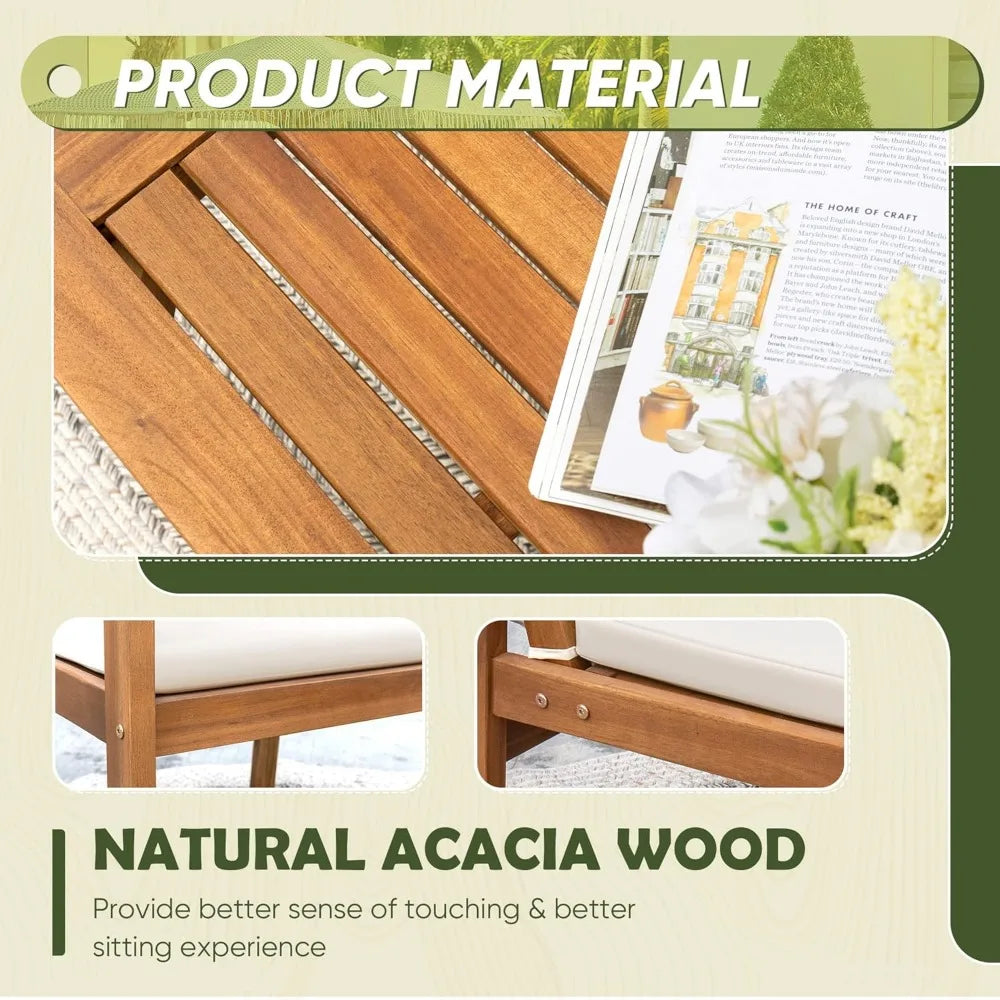 Acacia Wood Patio Conversation Sofa with Table