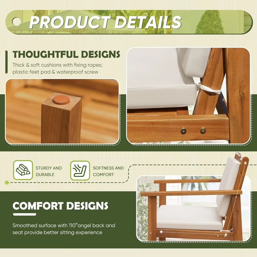 Acacia Wood Patio Conversation Sofa with Table