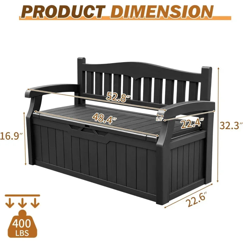 80 Gallon Storage Bench Deck Box with Cushions,