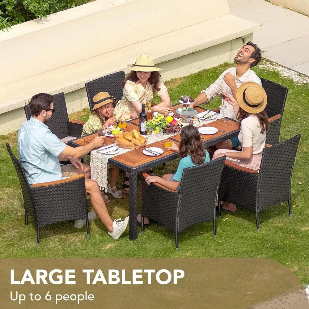 Patio Conversation Set with Acacia Wood Table Top