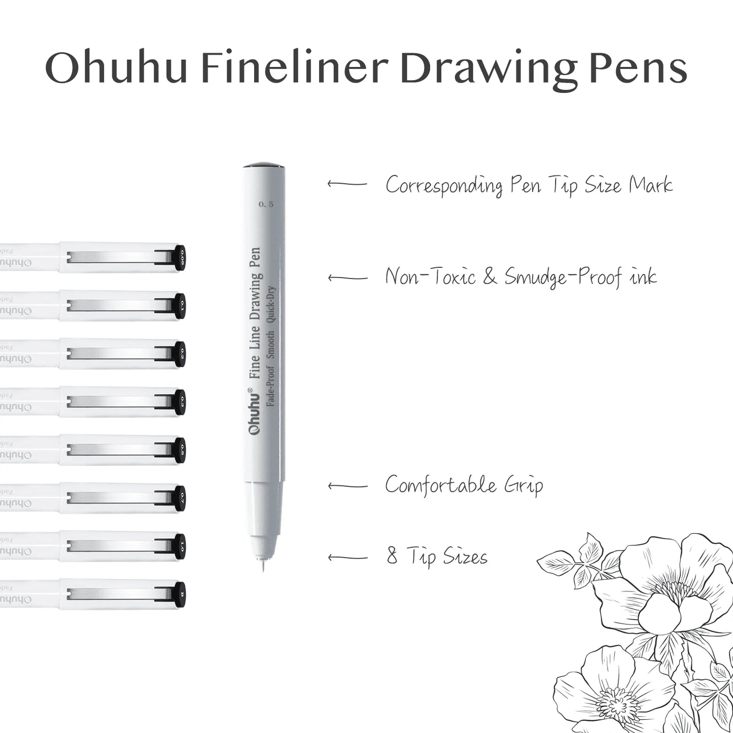 Fineliner Drawing Colored Pens. Waterproof