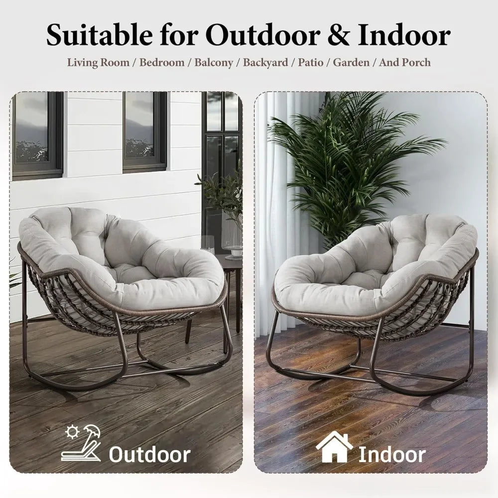 Oversized Rocking Papasan Chair with Cushion