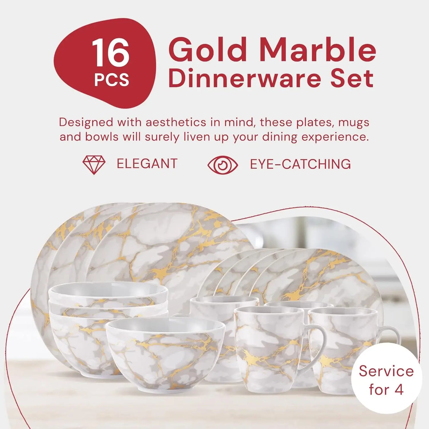 Elegant Marble Plates and Bowls Sets,