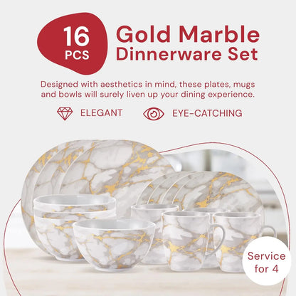 Elegant Marble Plates and Bowls Sets,