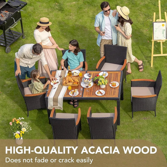 Patio Conversation Set with Acacia Wood Table Top