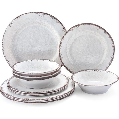 Vintage White Melamine Dinnerware, Outdoor / Indoor