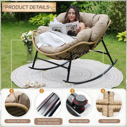 Outdoor  Rocking Chair with Padded Cushion