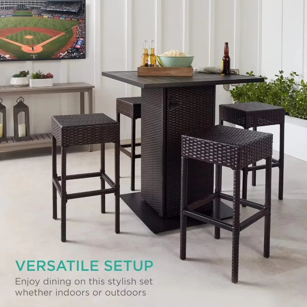 Outdoor Wicker Bar Table Set