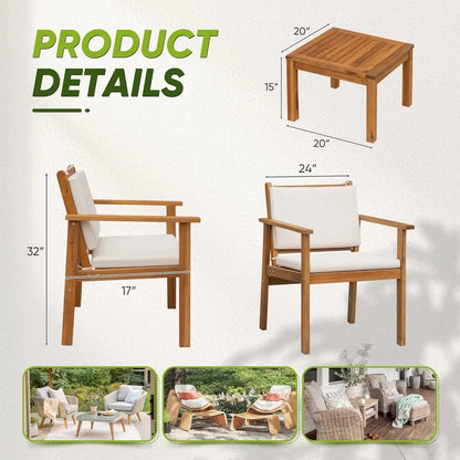 Acacia Wood Patio Furniture with Coffee Table