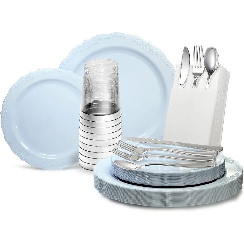 Vintage Wedding Plastic Plates & cutlery