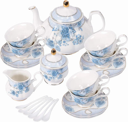 Blue Flowers Porcelain Tea Set,
