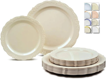 Vintage Wedding Plastic Plates & cutlery