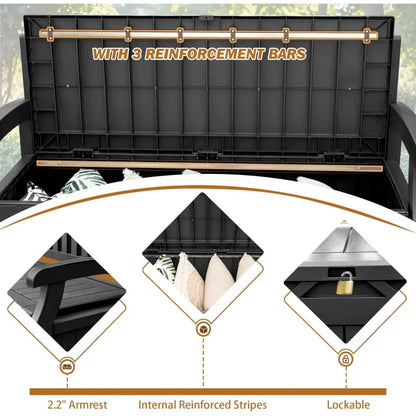 80 Gallon Storage Bench Deck Box with Cushions,