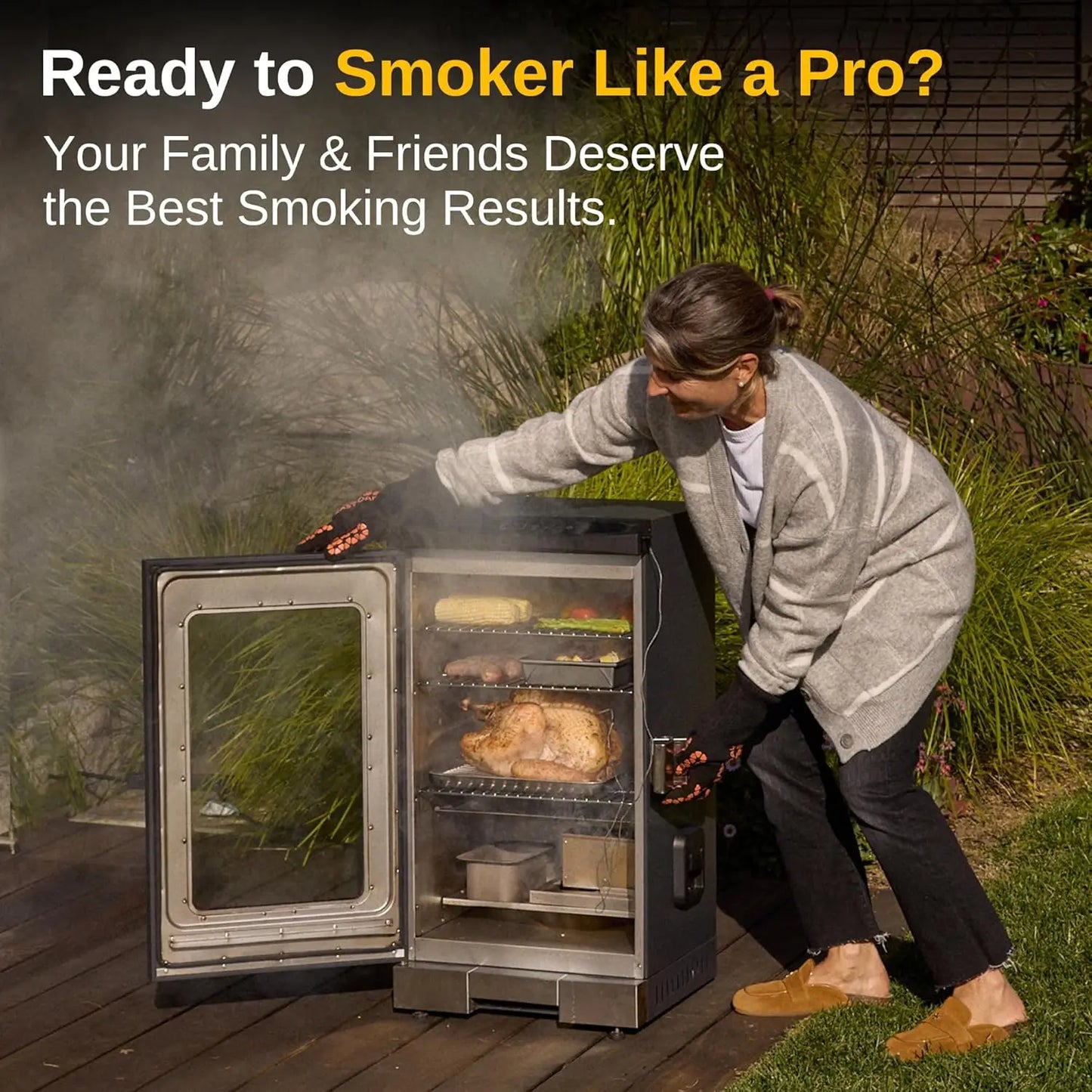 Electric Outdoor Smoker with Meat Thermometer, with Remote