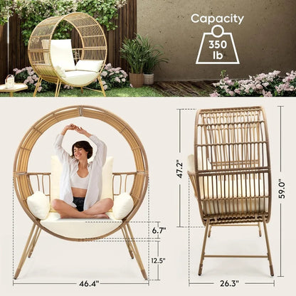 Outdoor Wicker Egg Chair, with Cushions