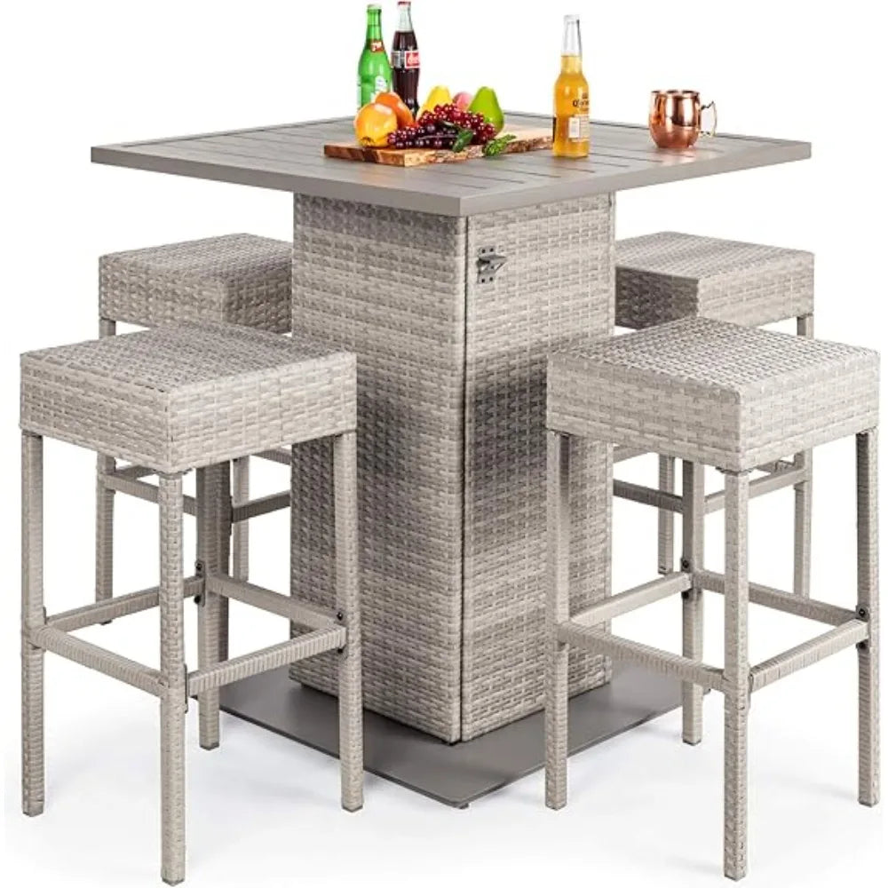 Outdoor Wicker Bar Table Set