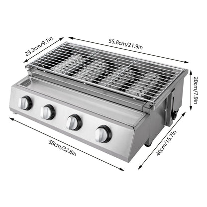 Stainless Steel Gas BBQ Grill with 4 Burner