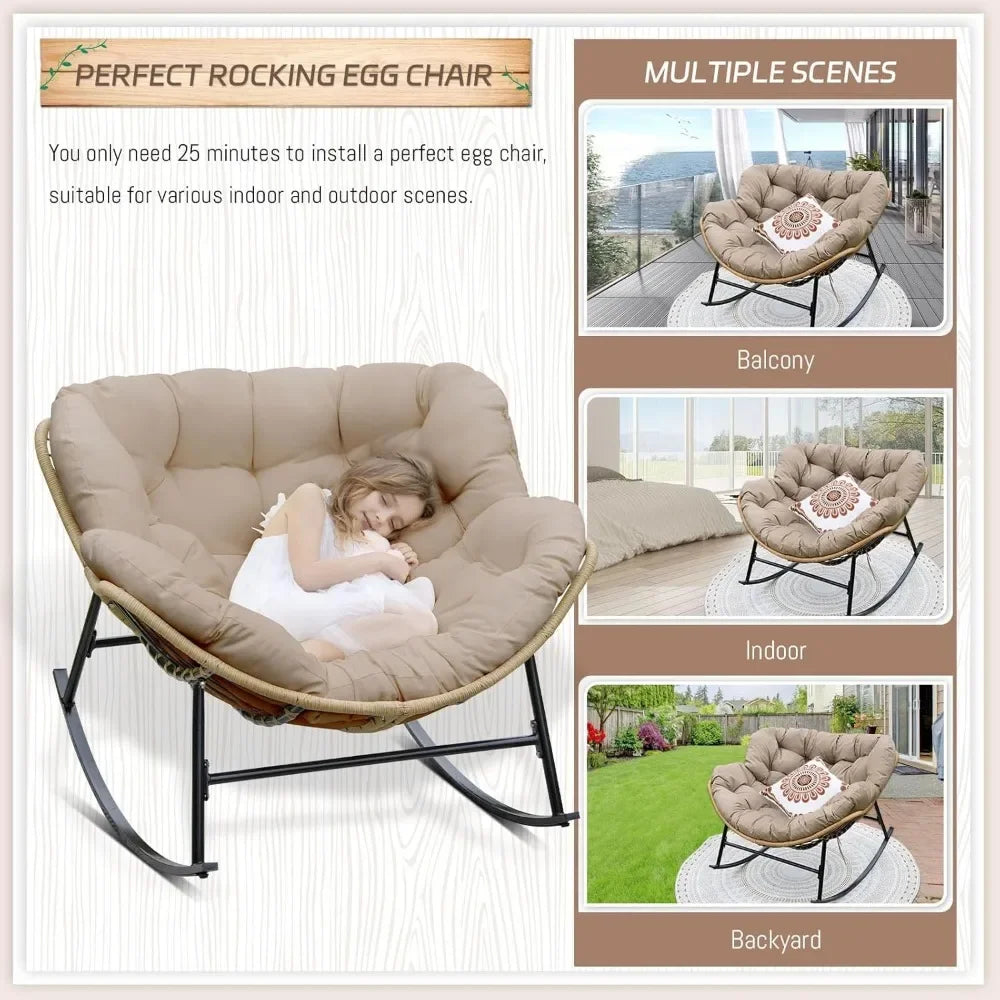 Outdoor  Rocking Chair with Padded Cushion