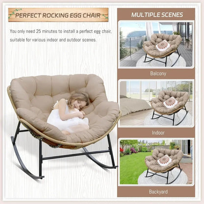 Outdoor  Rocking Chair with Padded Cushion