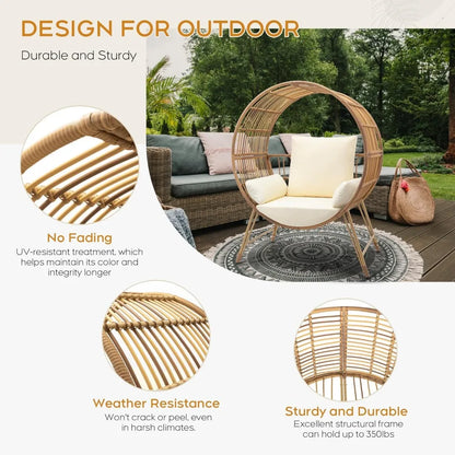 Outdoor Wicker Egg Chair, with Cushions