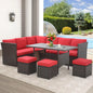 7 Pieces Wicker Outdoor Sectional with High Table