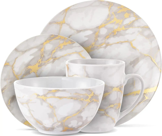 Elegant Marble Plates and Bowls Sets,