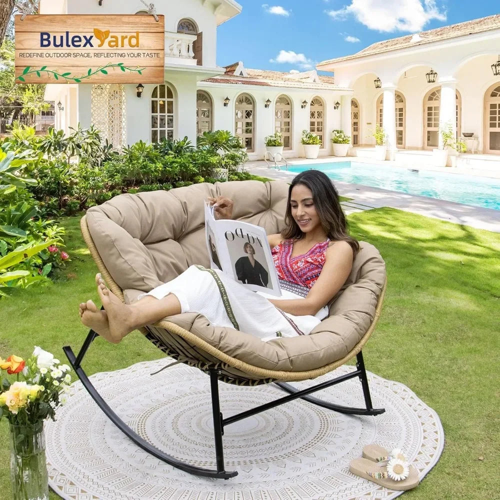 Outdoor  Rocking Chair with Padded Cushion