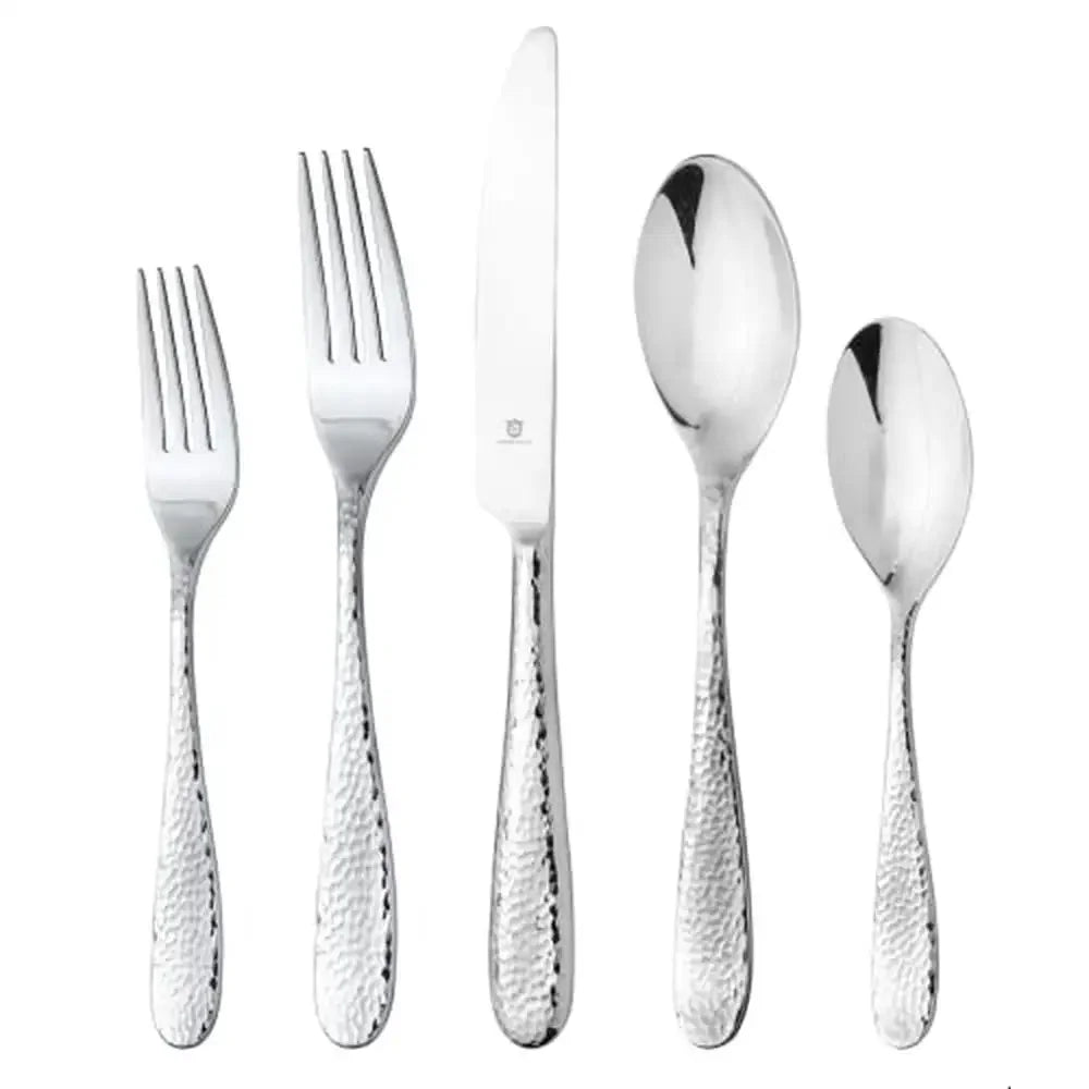 Modern Hammered 18/10 Stainless Steel Flatware Set