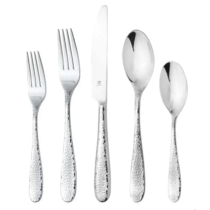 Modern Hammered 18/10 Stainless Steel Flatware Set