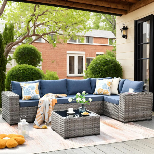 Patio Furniture, Rattan Wicker Sofa, Tea Table