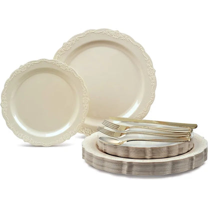 Vintage Wedding Plastic Plates & cutlery