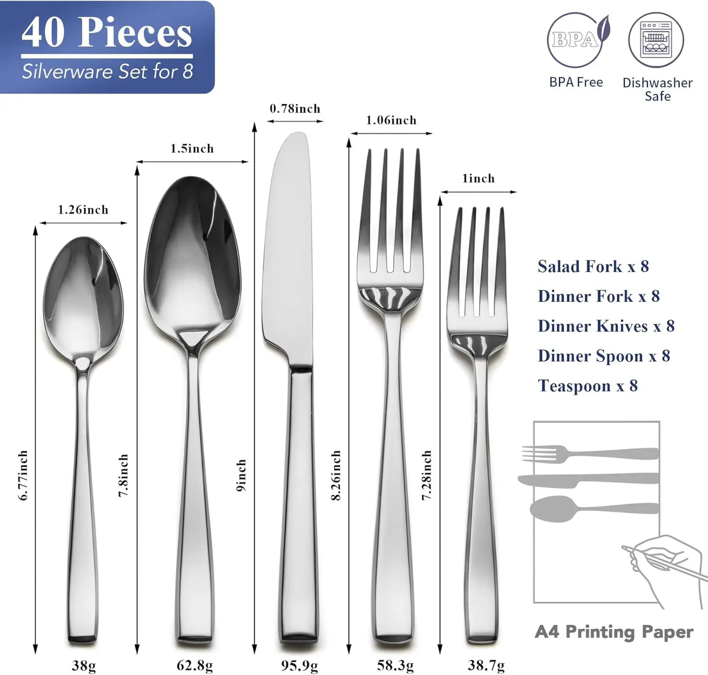 EIUBUIE Premium Stainless Steel Cutlery Set