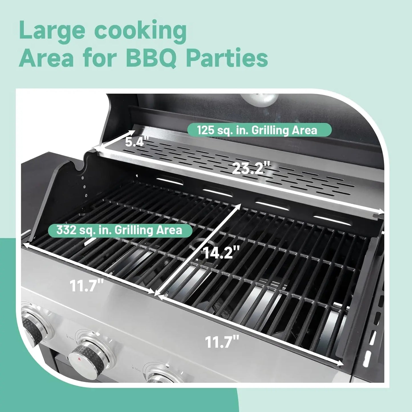4-Burner Propane Gas Grill Sear Side Burner
