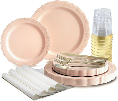 Vintage Wedding Plastic Plates & cutlery