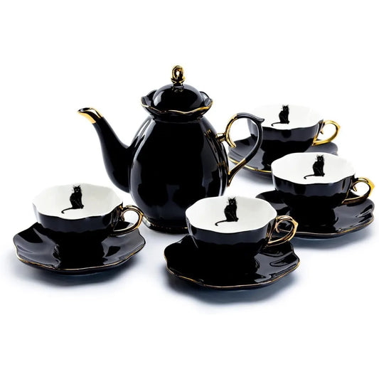 Black Gold Scallop Tea sets