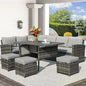 7 Pieces Wicker Outdoor Sectional with High Table