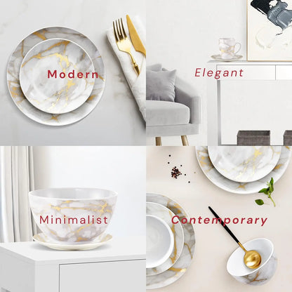 Elegant Marble Plates and Bowls Sets,