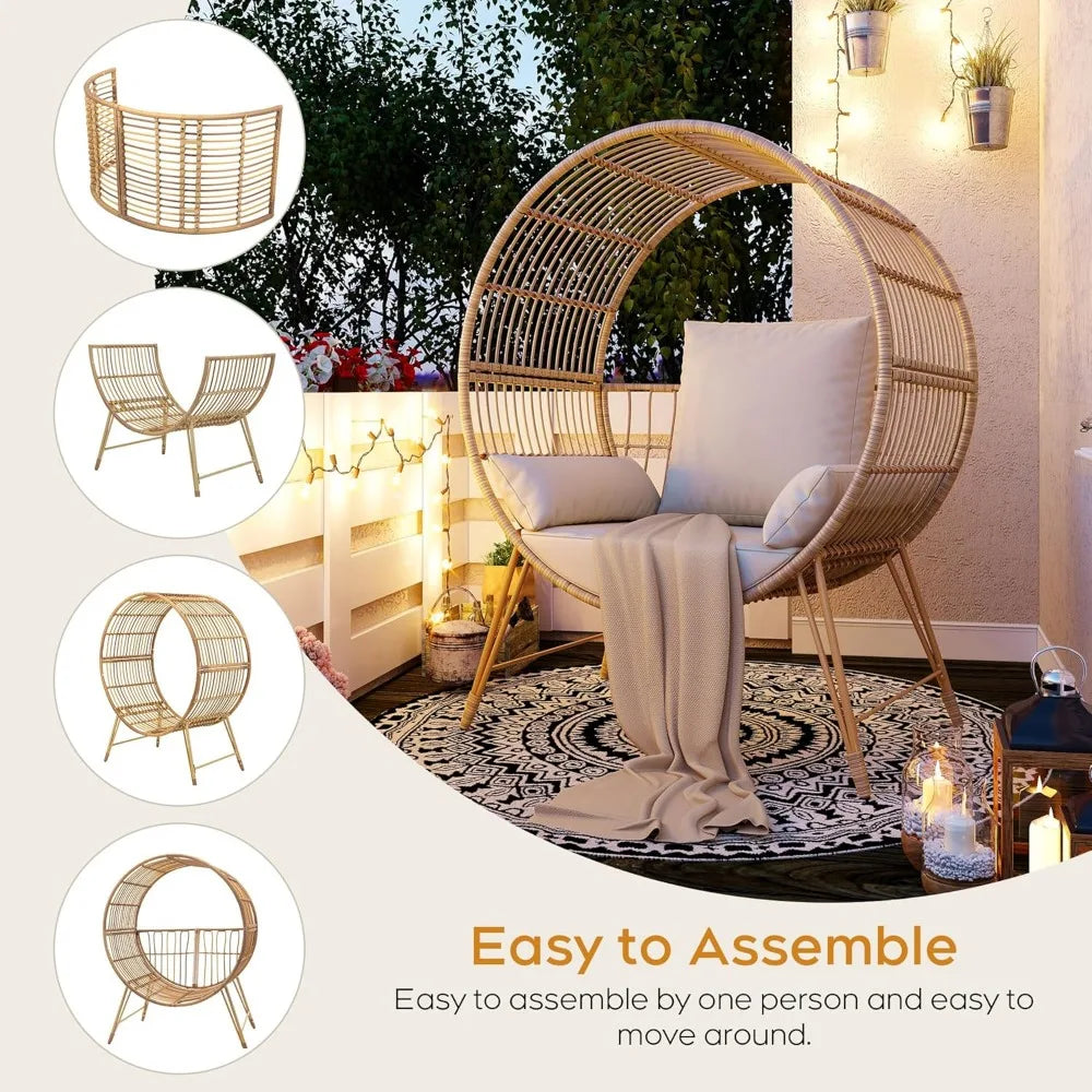 Outdoor Wicker Egg Chair, with Cushions
