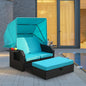 Outdoor Wicker Loveseat with Retractable Canopy