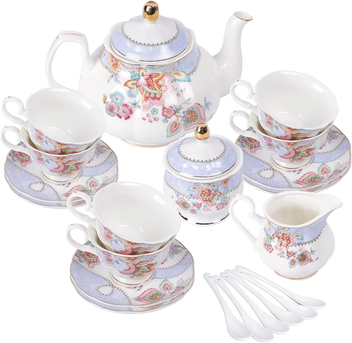 Blue Flowers Porcelain Tea Set,
