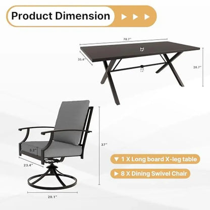 Outdoor Dining Set with Swivel Chairs